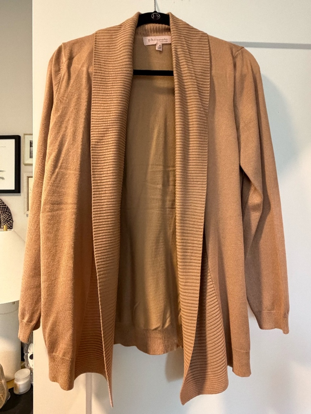 Philosophy M Open Front Cardigan Sweater Tan